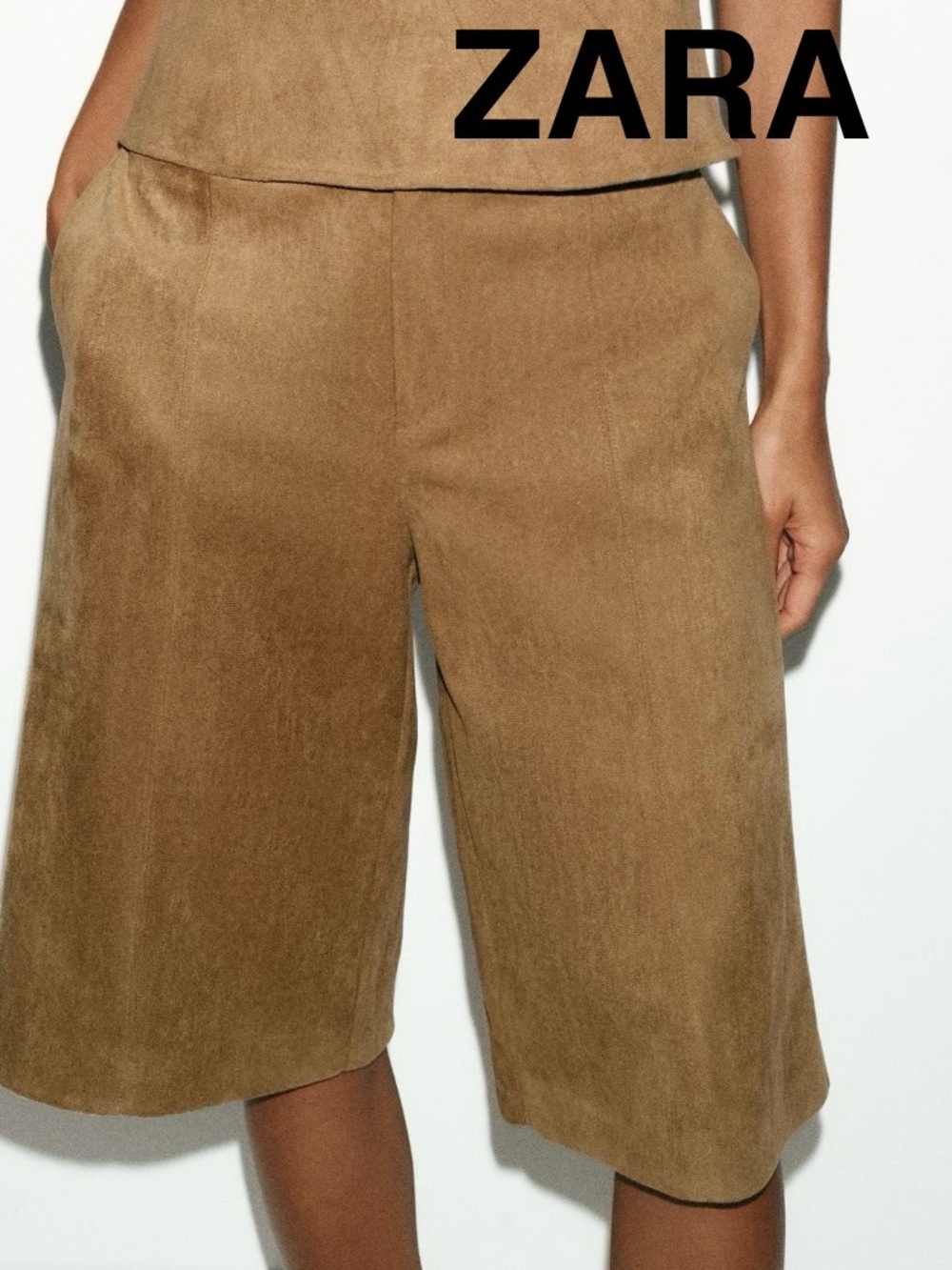 ZARA Camel Faux Suede Long Shirts - Size S -NEW
